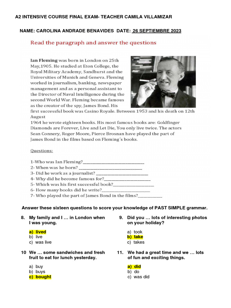 Final Exam A2 Carolina Andrade Benavides | PDF