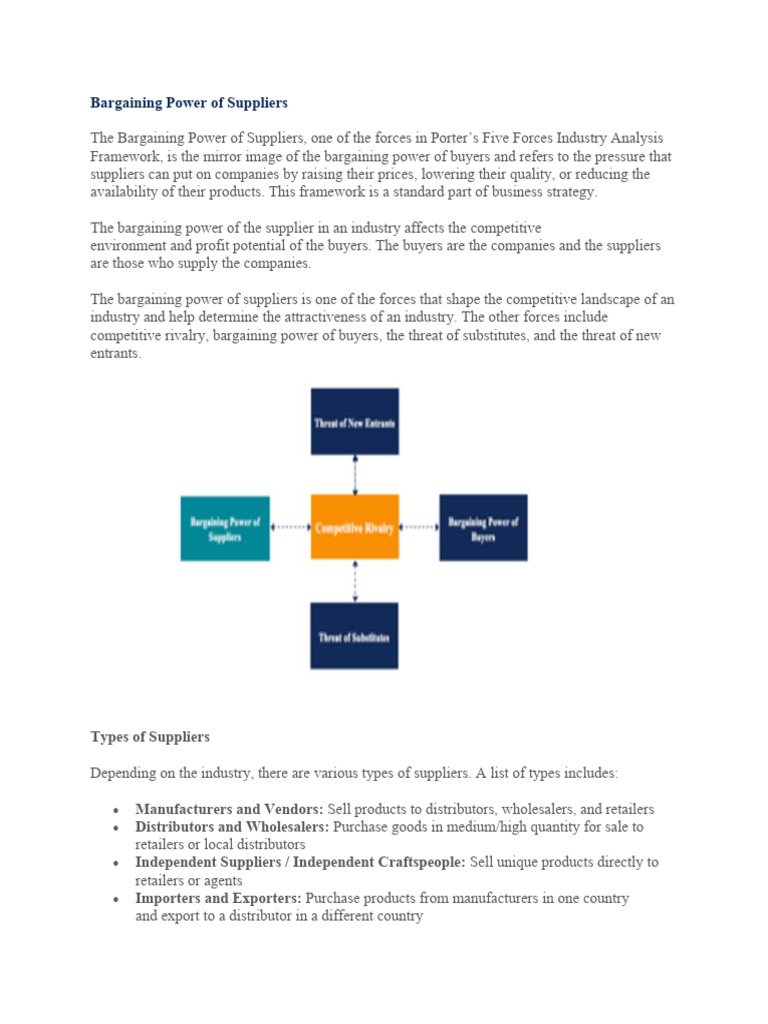 Bargaining Power of Suppliers PDF