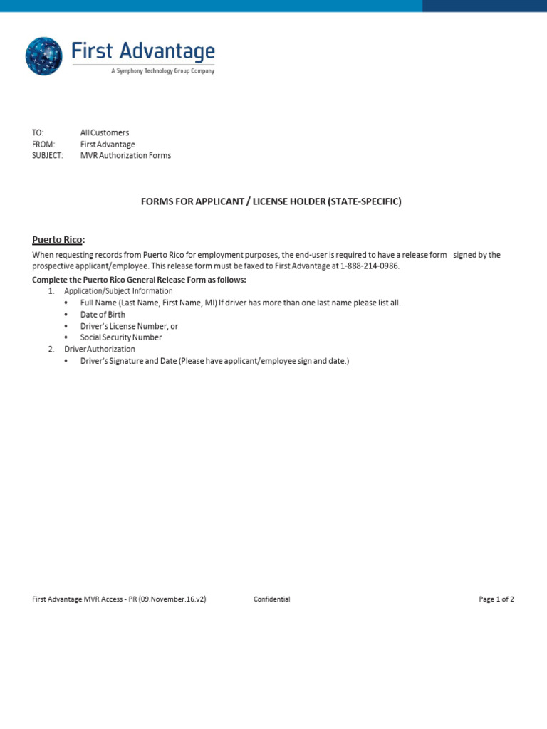 Puerto Rico MVR Release Guide | PDF