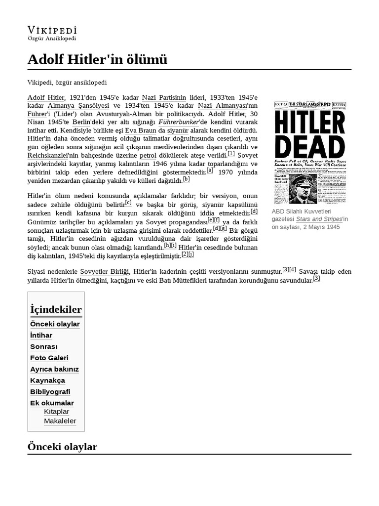 Adolf Hitler'in Ölümü | PDF