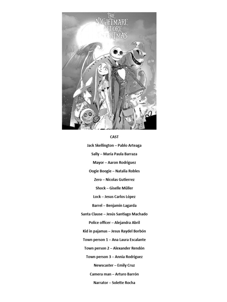The nightmare before christmas script pdf