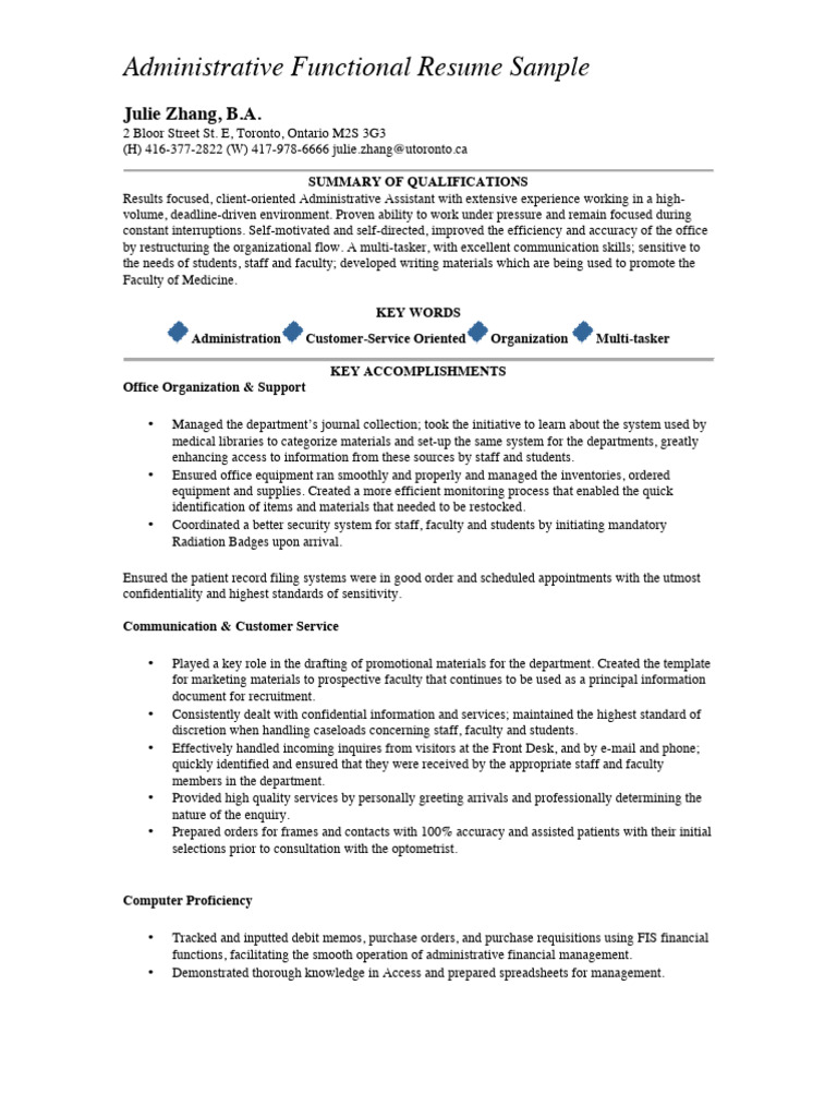 1 Sample Functional CV Template | PDF