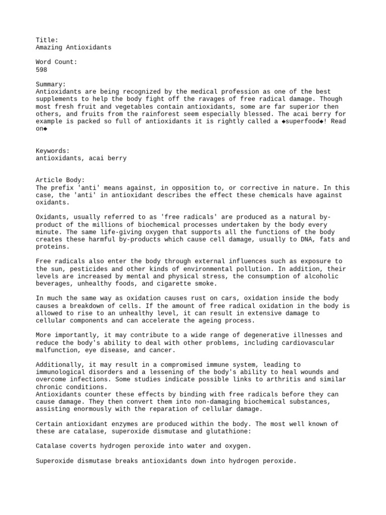 Amazing Antioxidants Pdf Antioxidant Chemistry