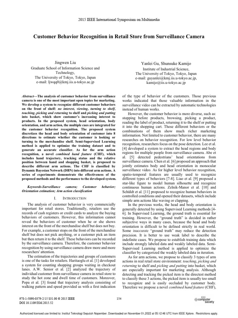 Customer Behavior Analysis via Surveillance | PDF | Learning ...