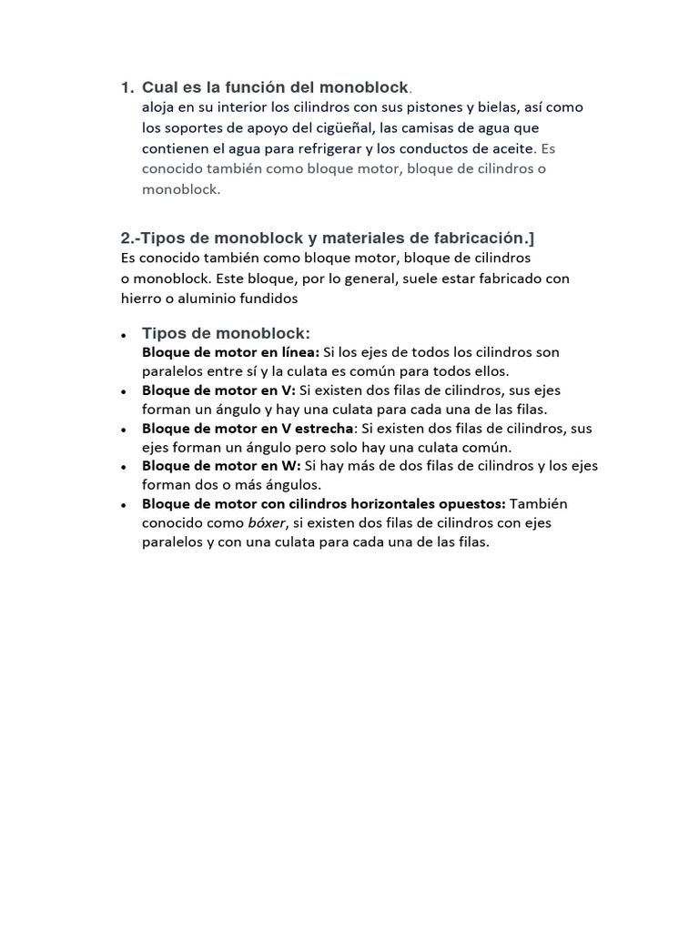 Cual Es La Función Del Monoblock | PDF | Pistón | Máquinas rotativas