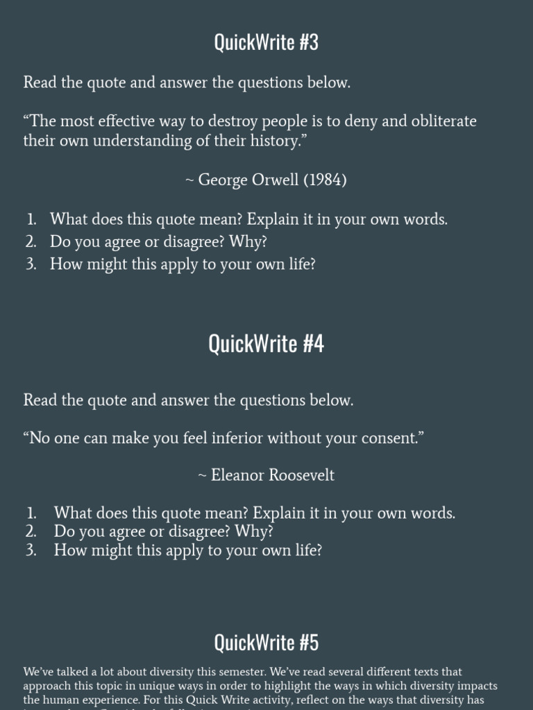 Reflective Writing on Quotes and Diversity | PDF