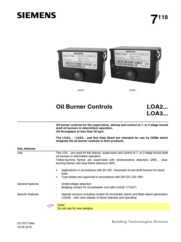 LOA LOA2 LOA3 Oil Burner Controls N7118en | PDF