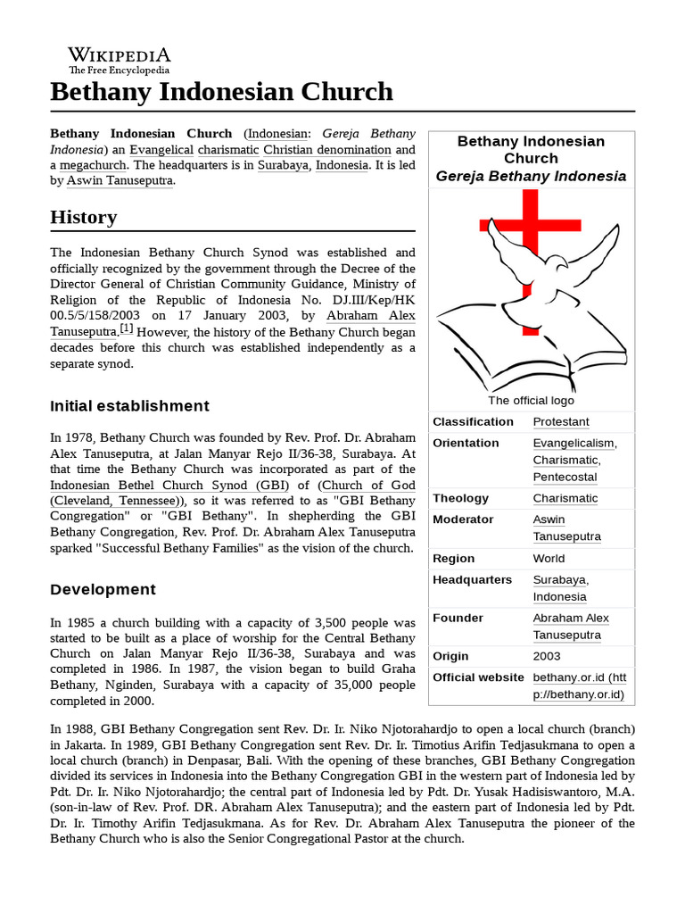 Bethany Indonesian Church Pdf