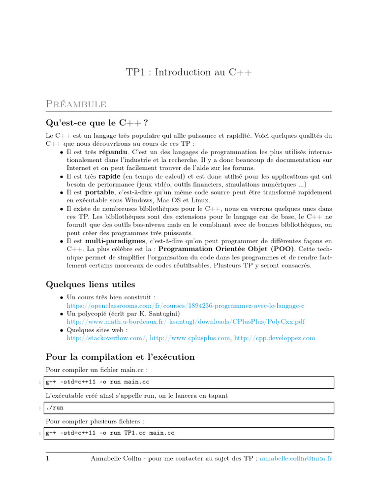 Introduction au C++ et ses bases | PDF | Ordinateurs