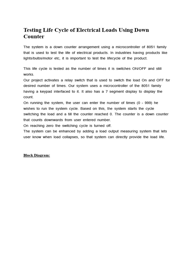 Electrical Load Life Cycle Testing System | PDF