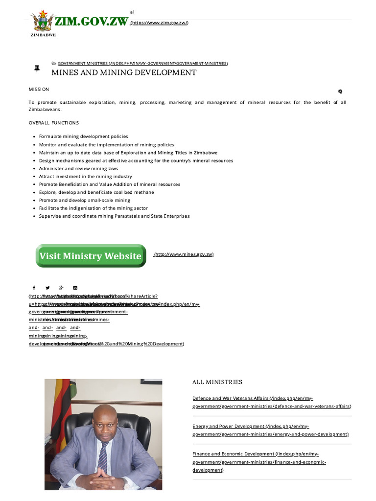 Zimbabwe Ministry of Mines Overview | PDF | Mining | Ministry ...