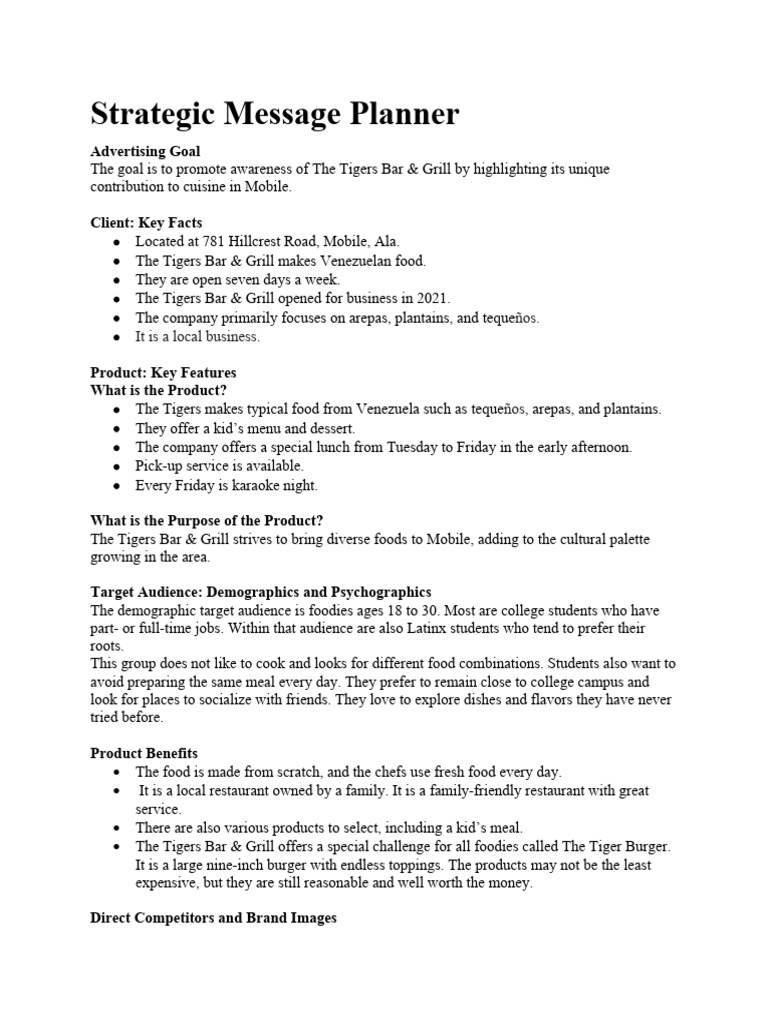 strategic message planner PDF
