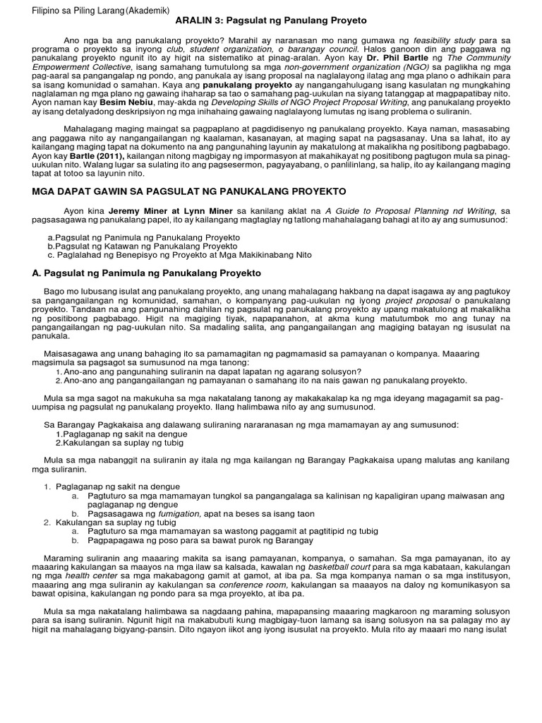 Panukalang Proyekto | PDF
