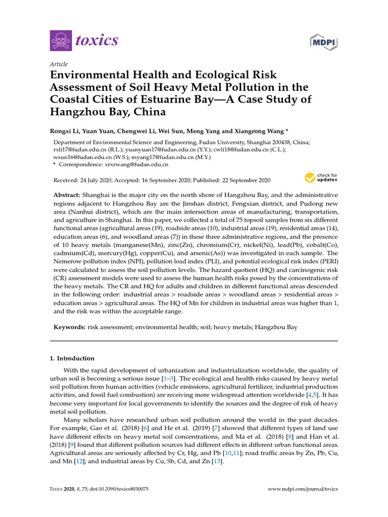 Soil Heavy Metal Pollution in Hangzhou Bay | PDF | Science & Mathematics