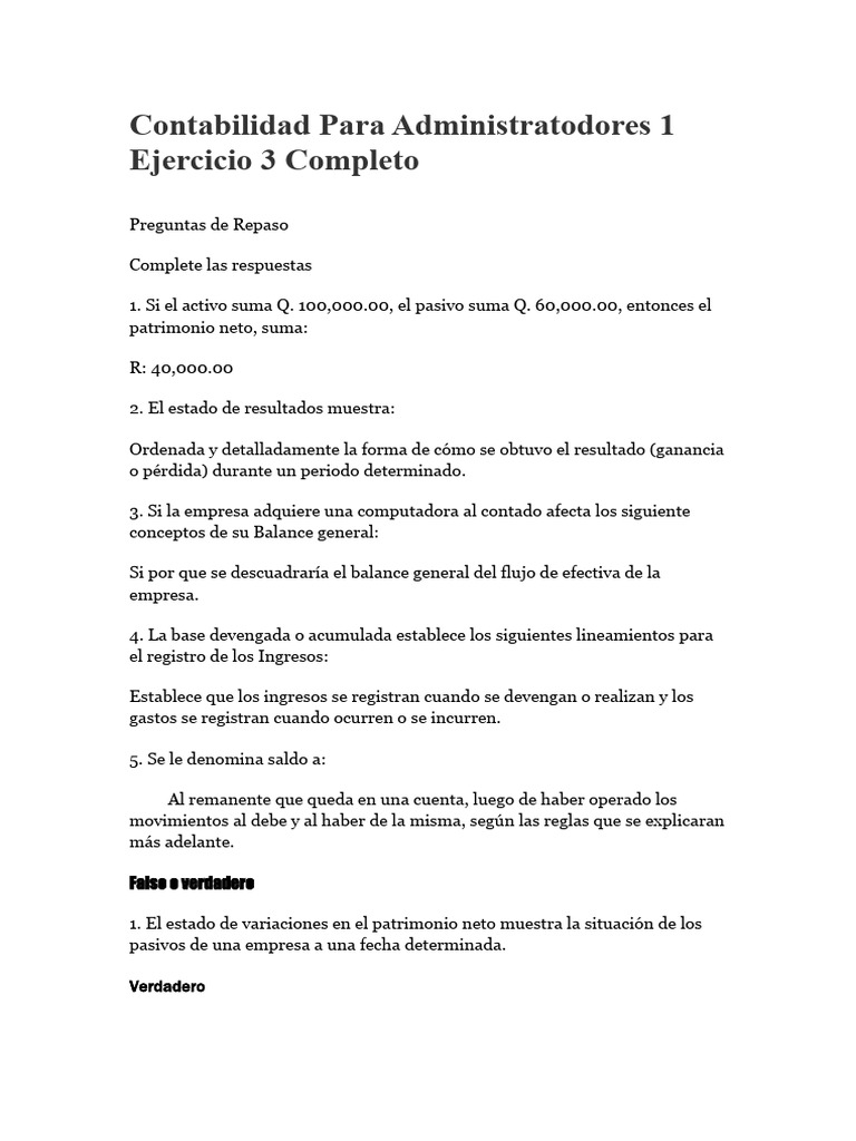 Contabilidad Para Administratodores 1 Ejercicio 2 Pdf Contabilidad