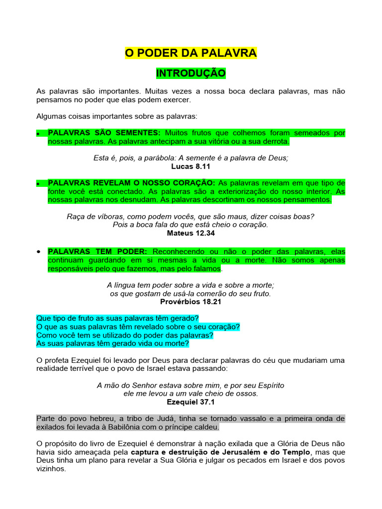 O Poder Da Palavra | PDF | Deus | Israel, image size:768x1024