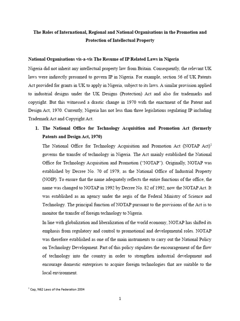 IPL Note III - National Organisations | PDF | Copyright | Trademark