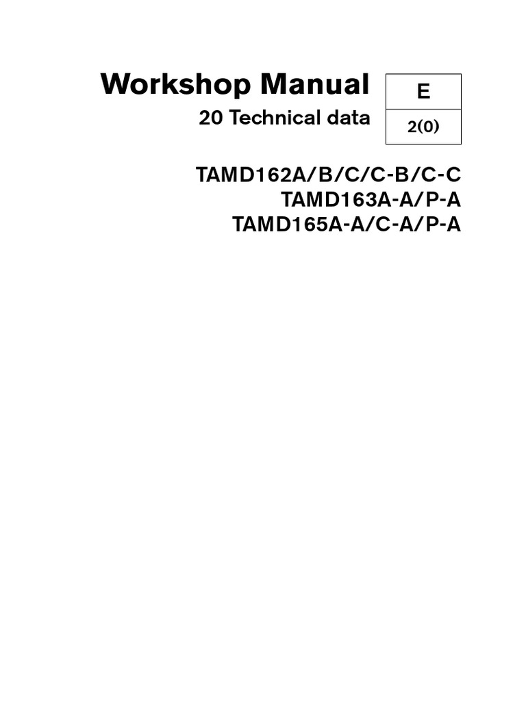 Workshop Manual: 20 Technical Data E | PDF