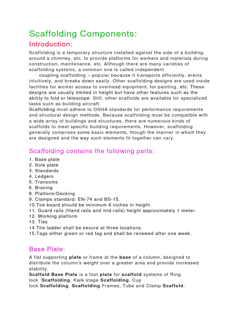 Scaffolding Components PDF Scaffolding Pipe (Fluid Conveyance)
