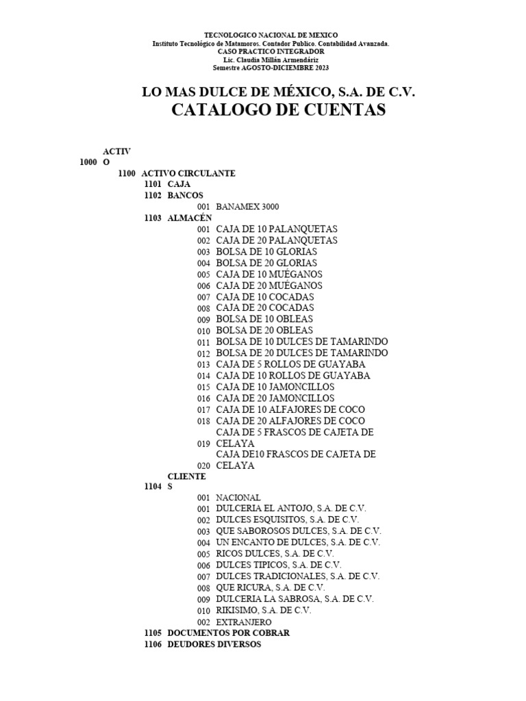 Editable Catalogo de Cuentas | PDF | Economias | Economía Financiera
