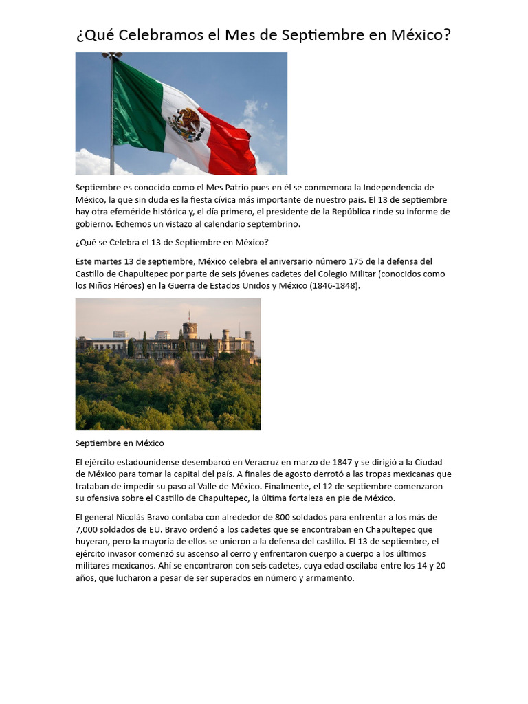 Festejo Del Mes De Septiembre Pdf México Militar