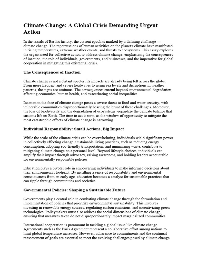 Climate Change: Urgent Call for Action | PDF | Climate Change ...
