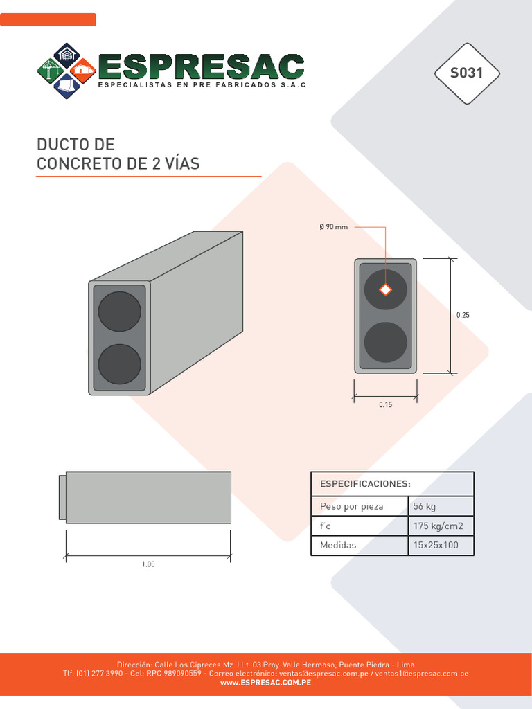 Ducto De Concreto 2 Vias Prefabricado Pdf