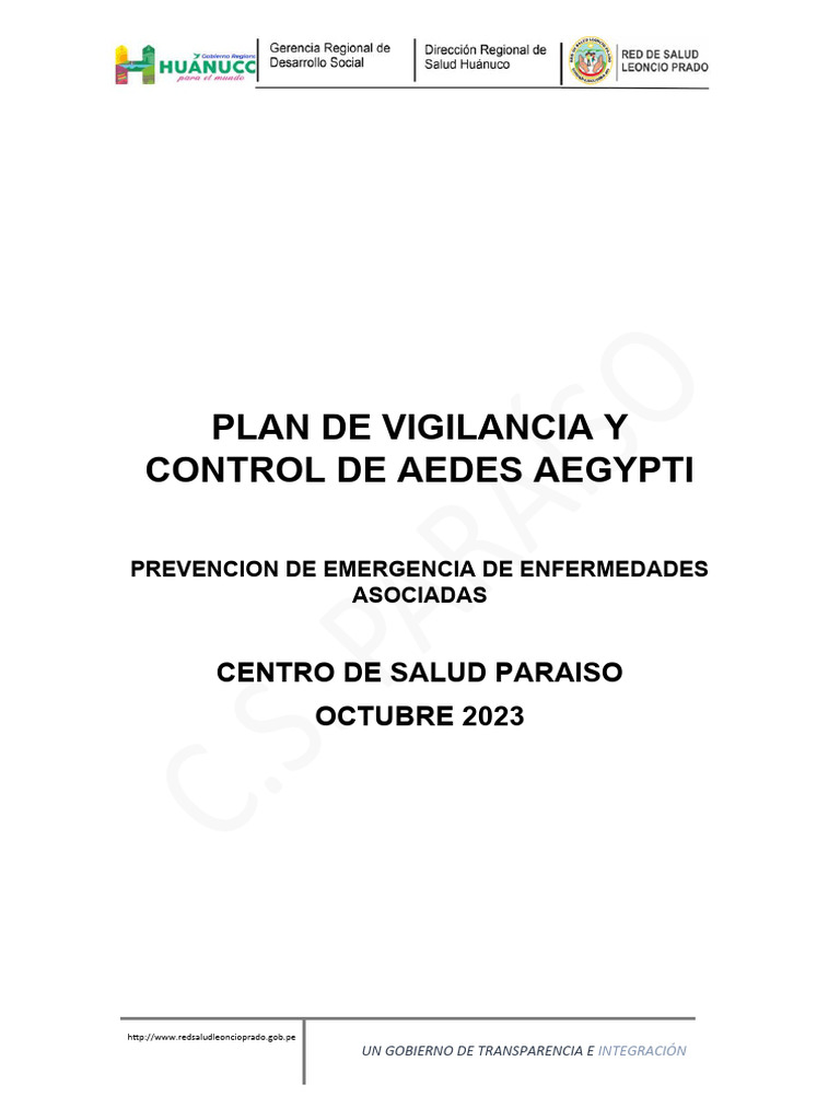 Plan de Control del Aedes Aegypti 2023 | PDF | Aedes aegypti | Agua