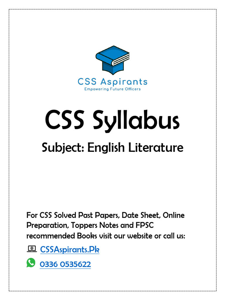 CSS English Literature Syllabus 2026 | PDF | English Literature