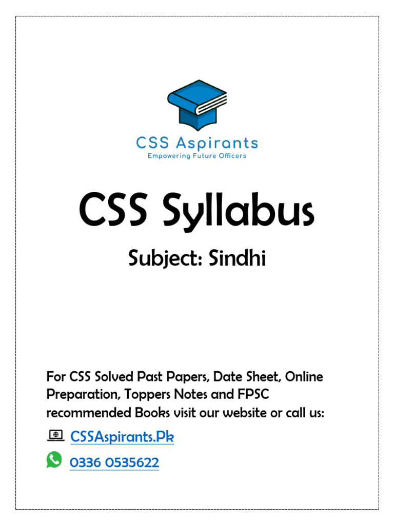 Sindhi Css Syllabus Pdf