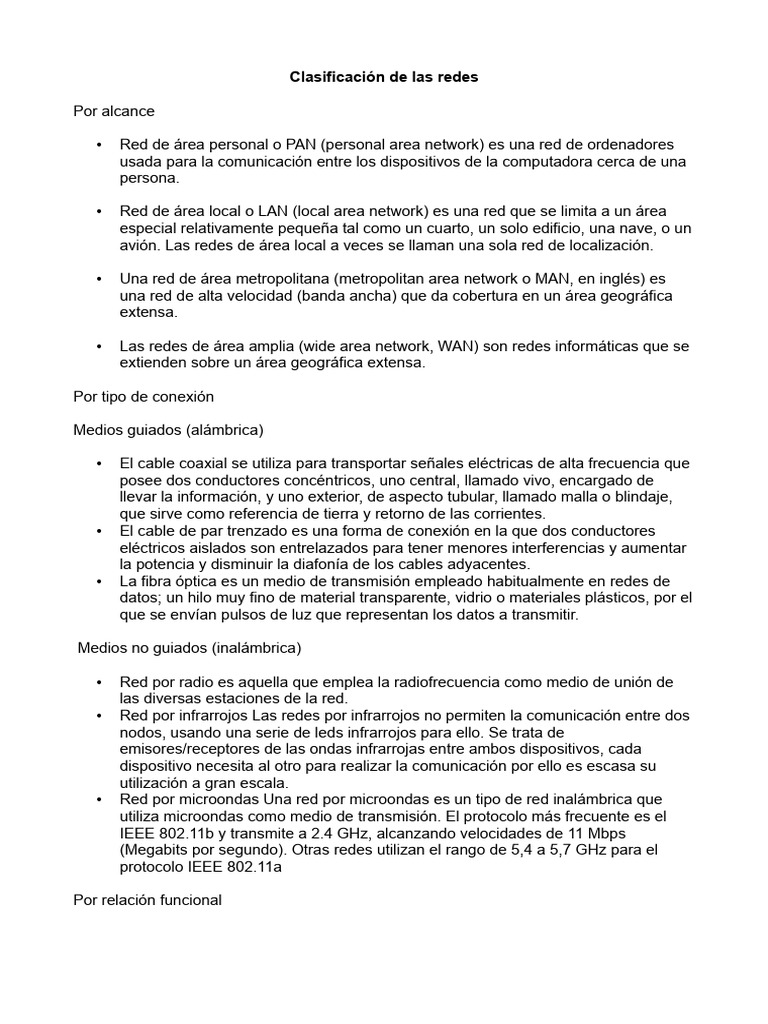 Tipos de Redes y Conexiones | PDF | Red de computadoras | Topología de ...