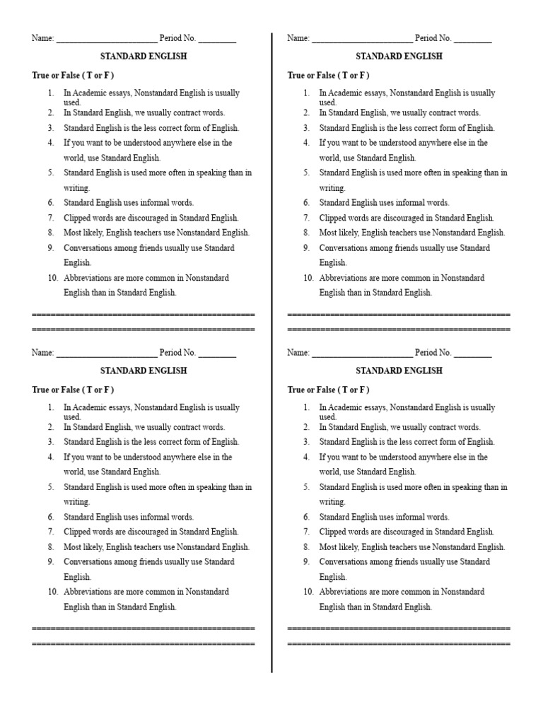 Worksheet Standard English PDF English Language Languages Of The United Kingdom