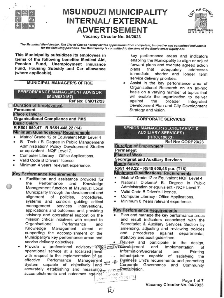 Vacancy Circular No.04-2023 | PDF
