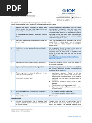 Documents Checklist - Tehran