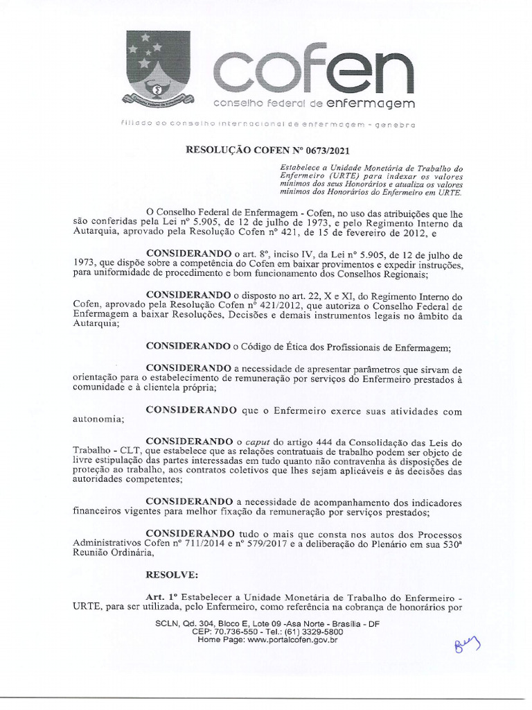 Resolucao Cofen No 0673 2021 | PDF