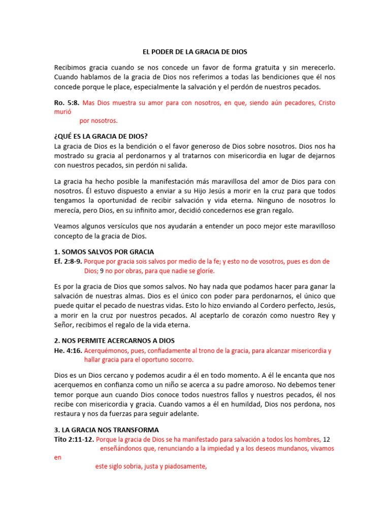El Poder de la Gracia de Dios | PDF | Gracia divina | Salvación