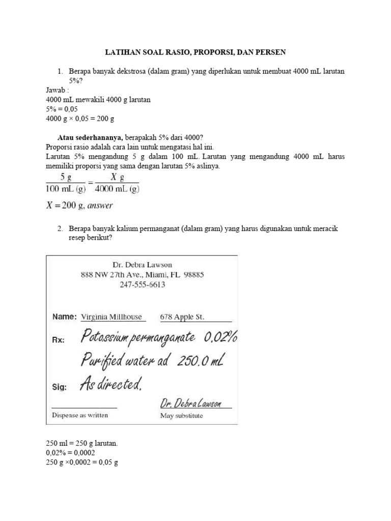 Latihan Soal Rasio dan Proporsi | PDF | Memasak, Makanan, & Anggur ...