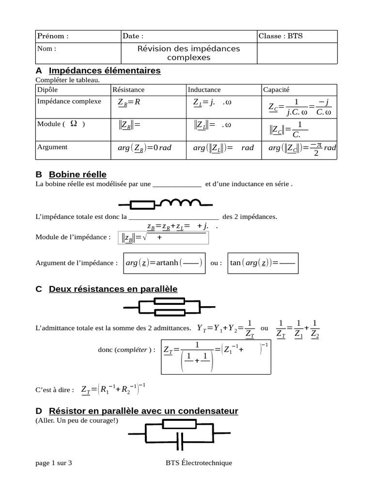 Révision des Impédances Complexes | PDF