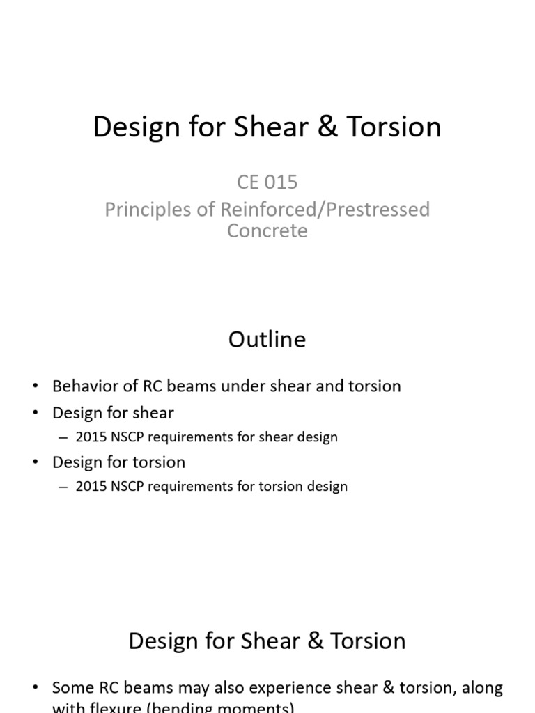 Shear and Torsion Design in RC Beams | PDF | Beam (Structure) | Bending