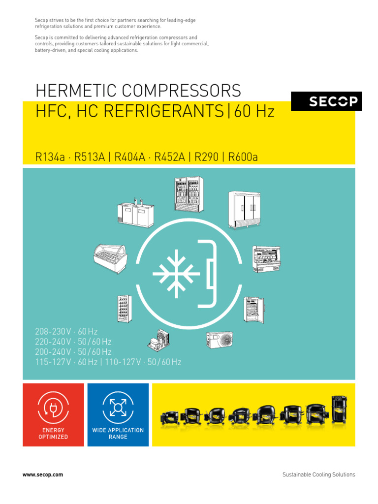 Secop Hermetic Compressors Overview | PDF | Capacitor | Sustainable ...
