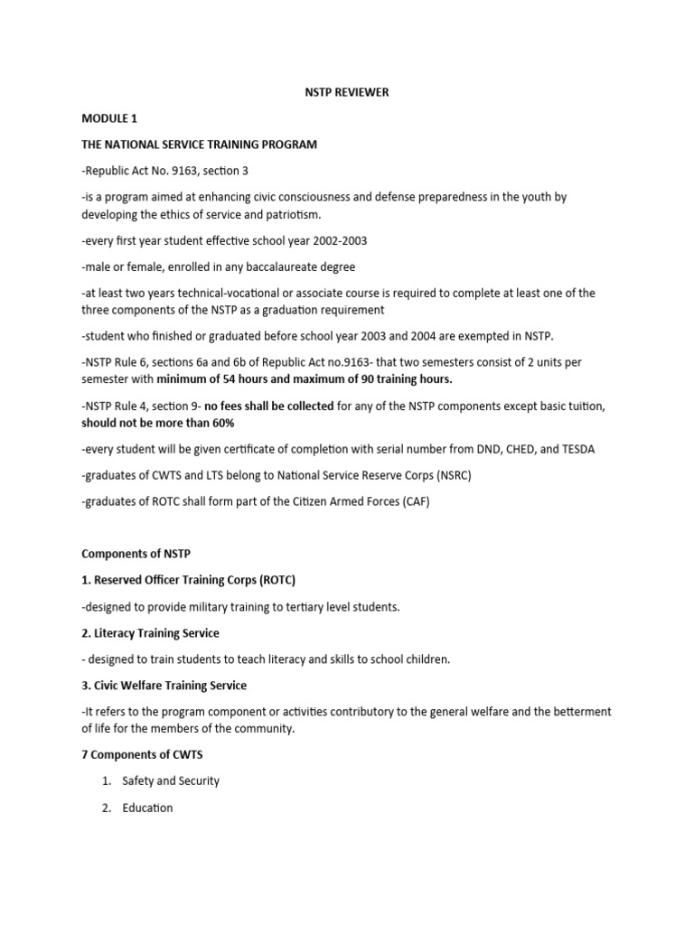 NSTP Reviewer | PDF