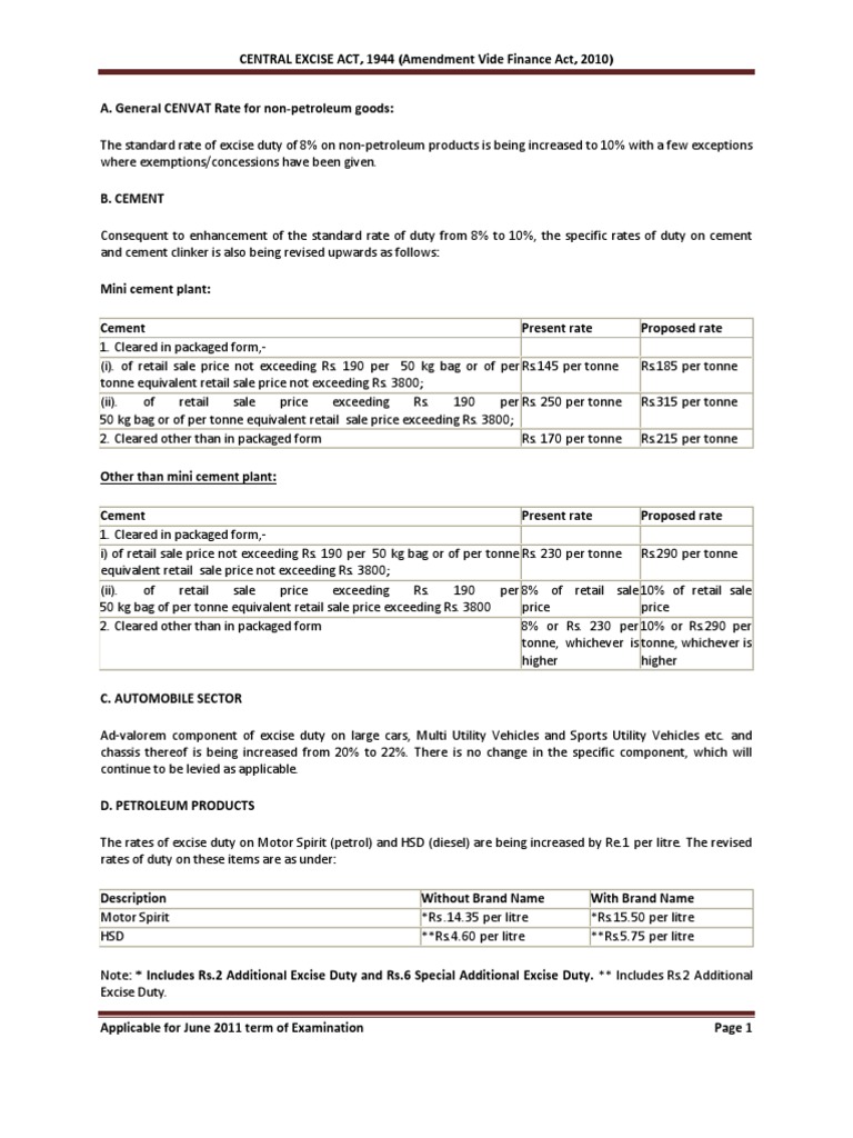 Amendments Central Excise Act Dec 11 | PDF