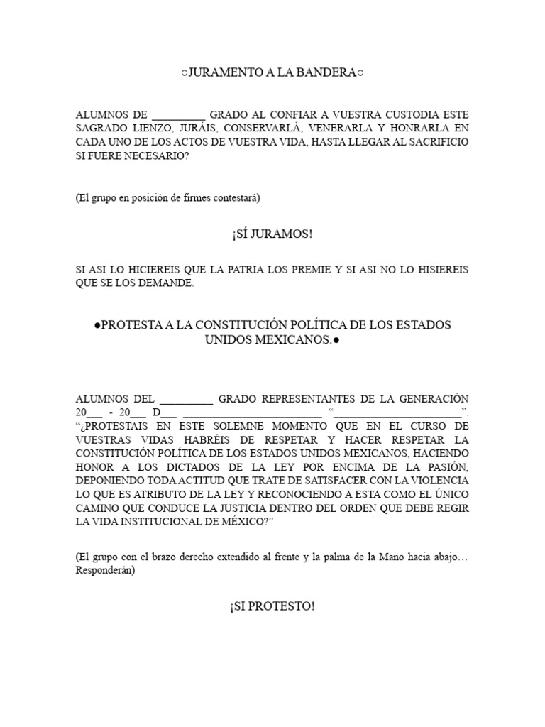 Juramento y Protesta a la Bandera | PDF | Ciencias sociales