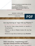 Pinagmulan Paglinang at Paghahambing NG Mga Wika Sa Pilipinas.