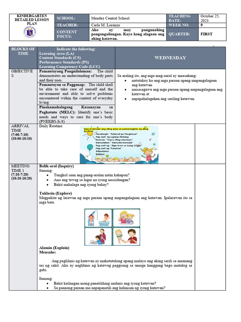 Kinder DLP q1 Week 9 Day 3 | PDF