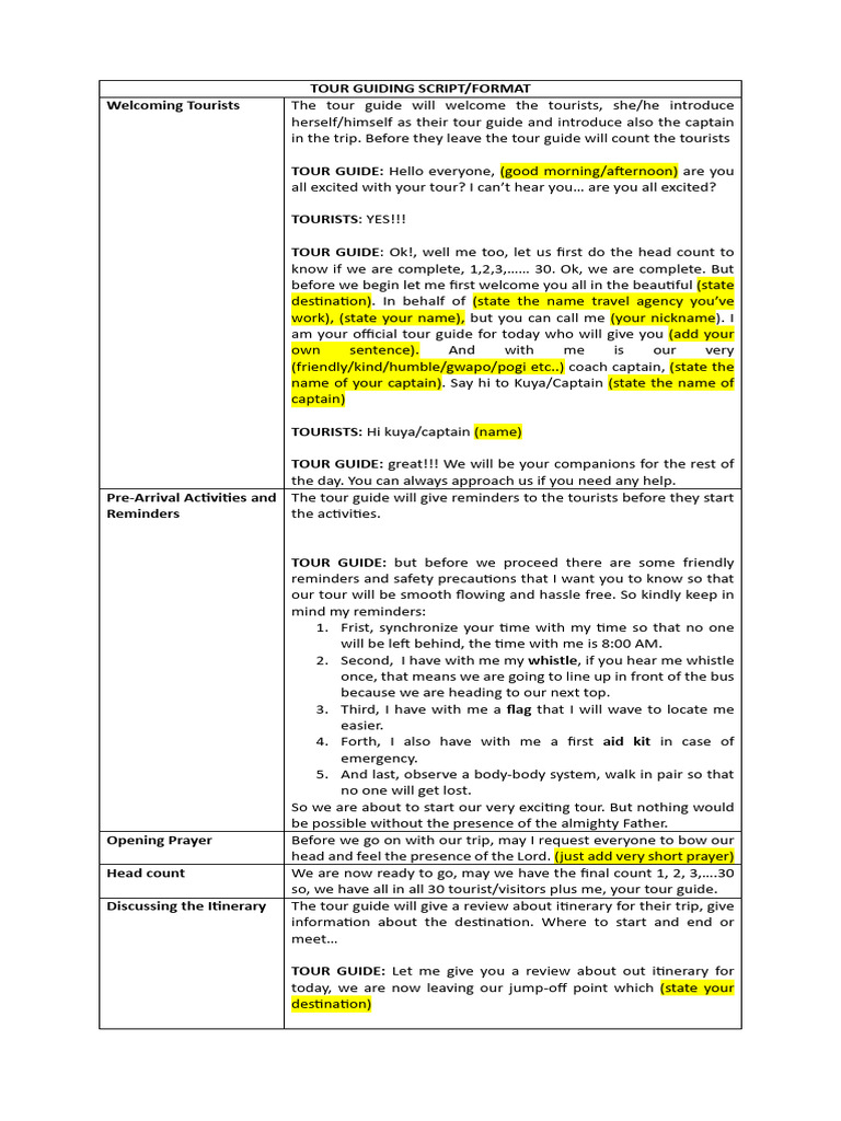 Tour Guiding Scriptformat Pdf