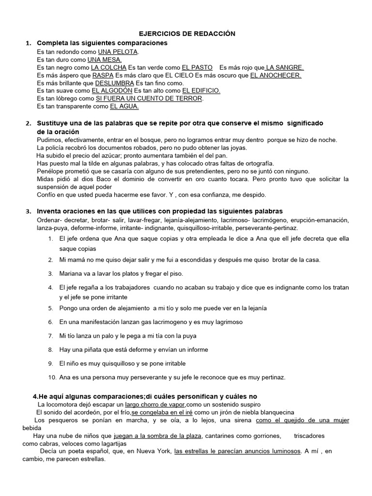 Ejercicios de Redaccion12 | PDF | Arte | Poesía