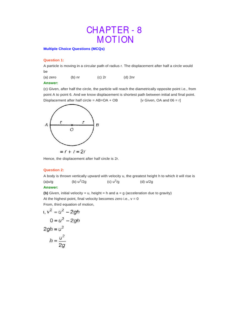 Speed And Velocity Multiple Choice Questions