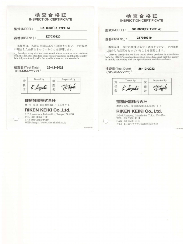 Gas Detectors Calibration Certificate (1) PDF Gases