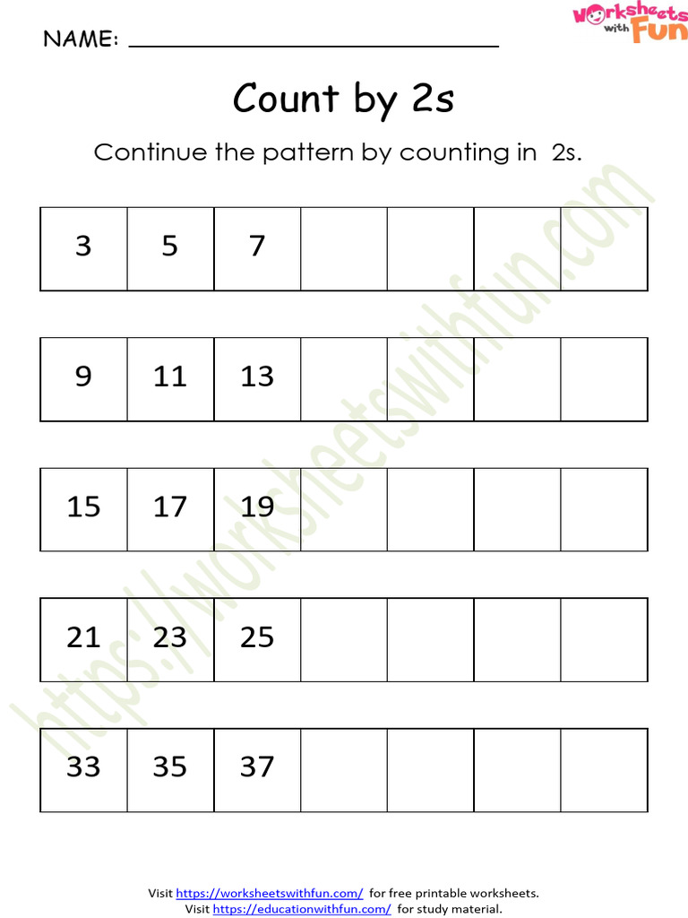 Count by 2s Worksheet 5 | PDF